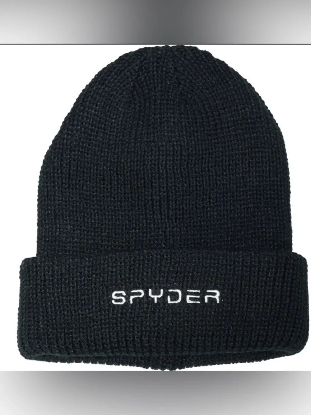 SPYDER OS Men’s Unisex Black Knit Cuffed Beanie Hat